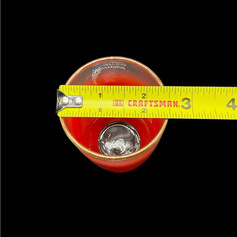 Blendo Red Tumbler Glasses Set of 4 Gold Rim Vintage Mid-Century Modern MCM - Picture 6 of 8